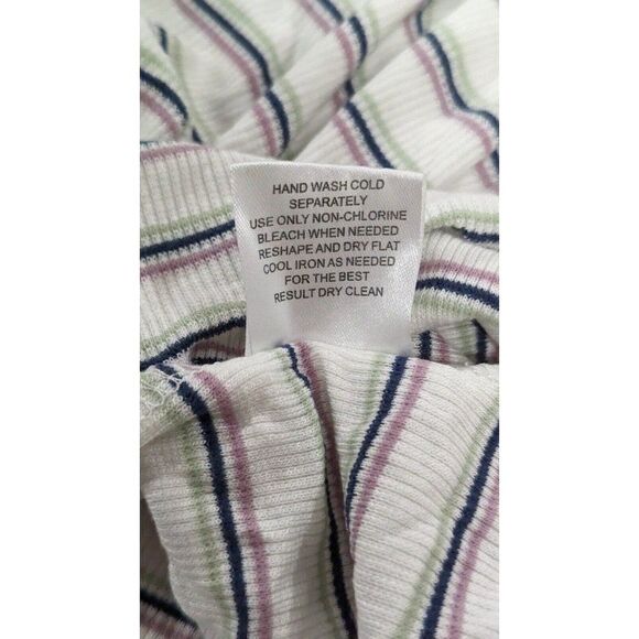 Hippie Rose Womens Size Large Ivory Striped Long Sleeve Mock Neck Blouse Top - Picture 9 of 9
